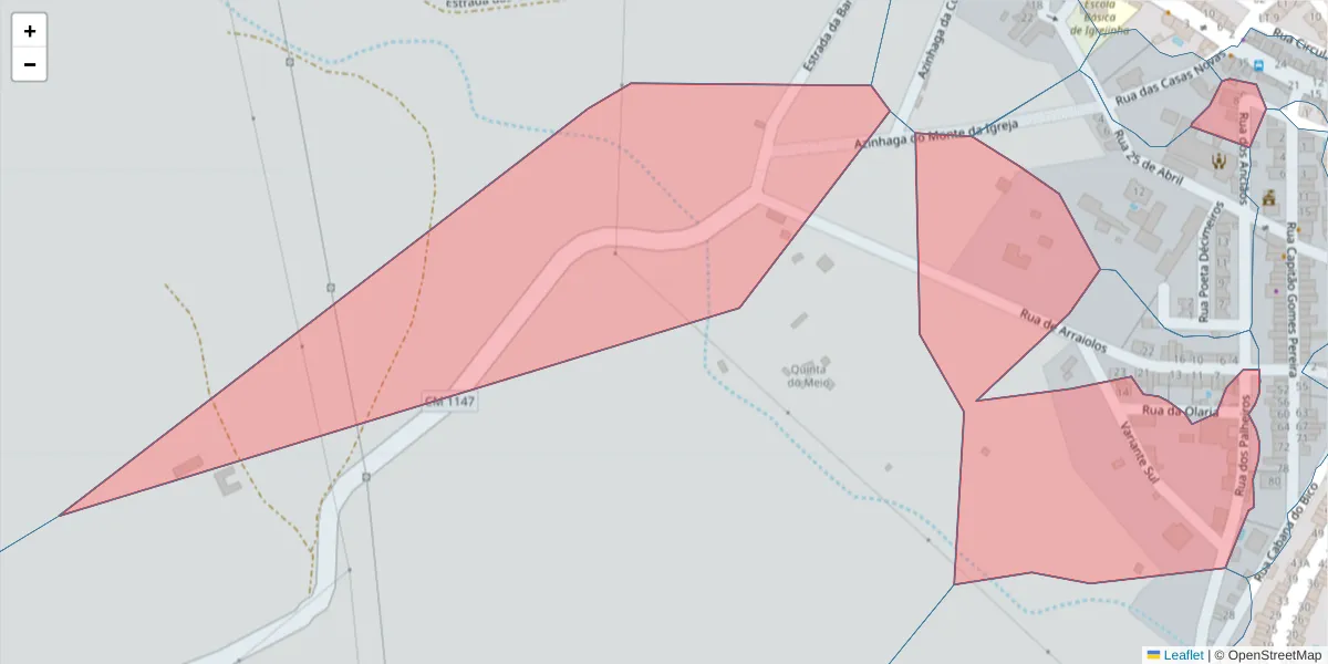 Mapa detalhado do código postal 7040-225 com limites, códigos postais vizinhos e agências dos correios