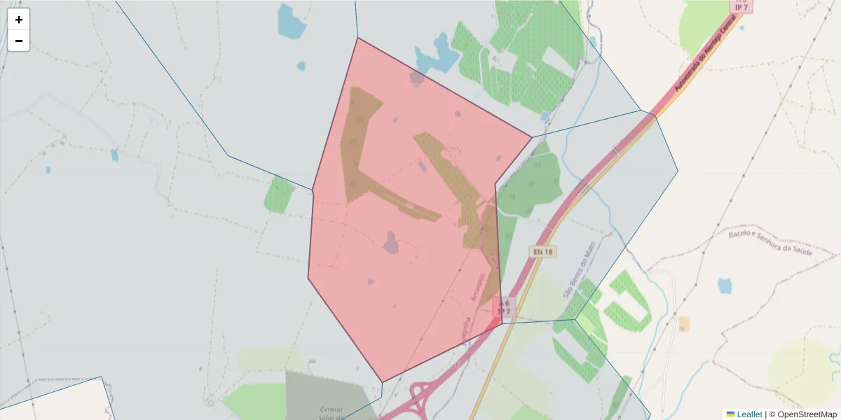 Mapa detalhado do código postal 7040-272 com limites, códigos postais vizinhos e agências dos correios