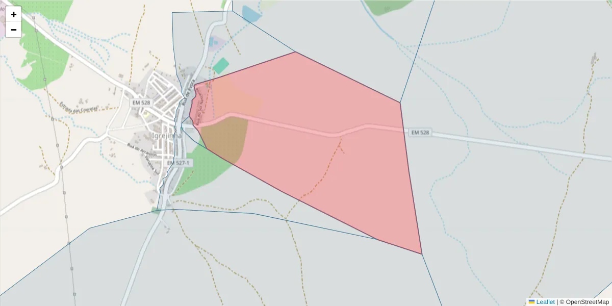 Mapa detalhado do código postal 7040-275 com limites, códigos postais vizinhos e agências dos correios