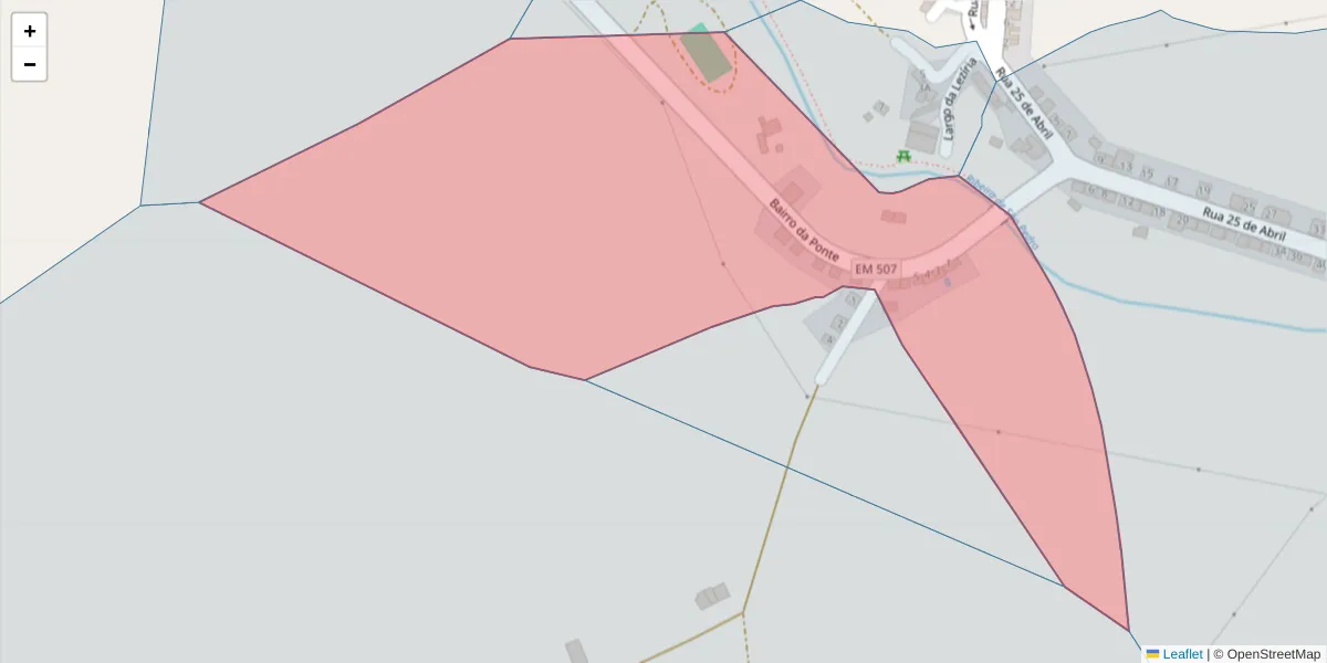Mapa detalhado do código postal 7040-520 com limites, códigos postais vizinhos e agências dos correios