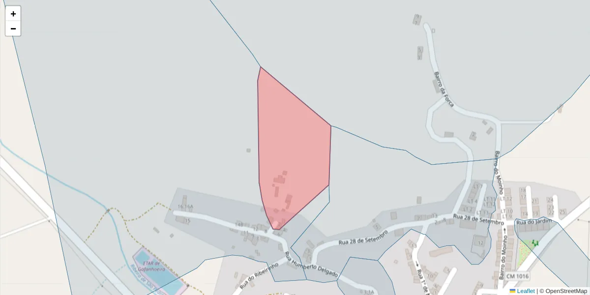 Mapa detalhado do código postal 7040-527 com limites, códigos postais vizinhos e agências dos correios
