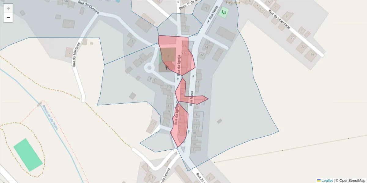 Mapa detalhado do código postal 7040-534 com limites, códigos postais vizinhos e agências dos correios