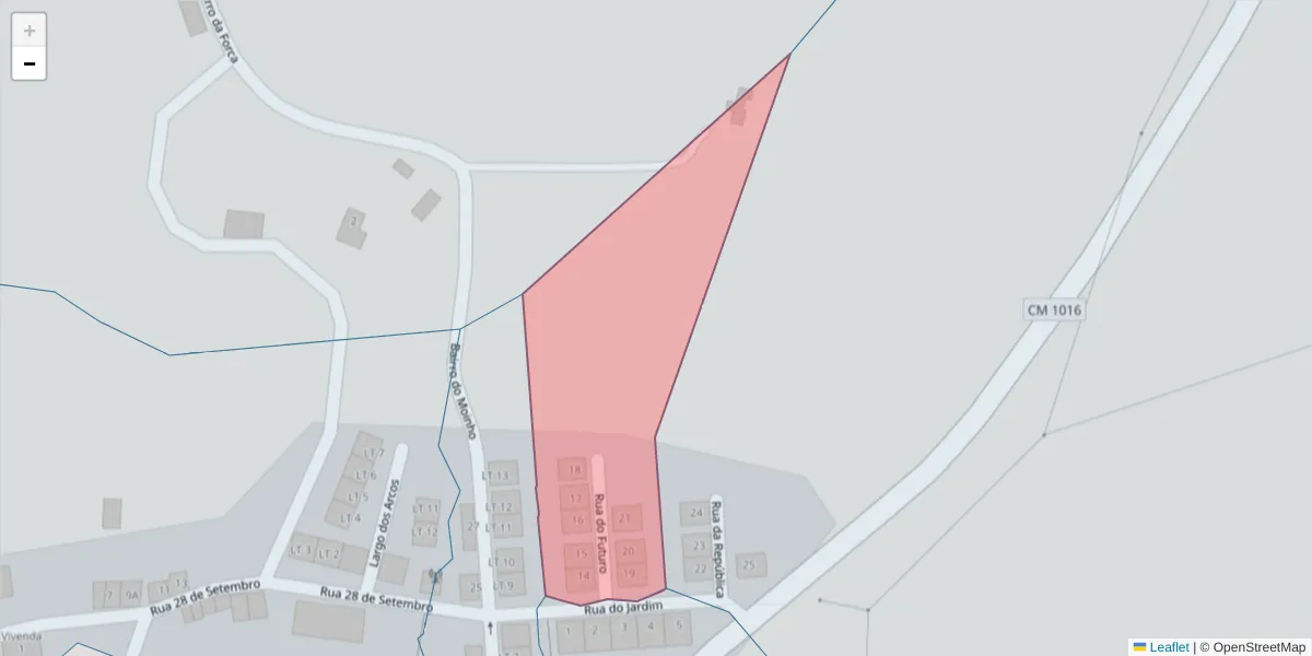 Mapa detalhado do código postal 7040-536 com limites, códigos postais vizinhos e agências dos correios