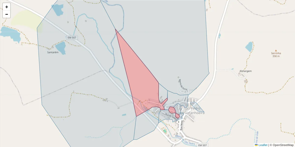 Mapa detalhado do código postal 7040-540 com limites, códigos postais vizinhos e agências dos correios