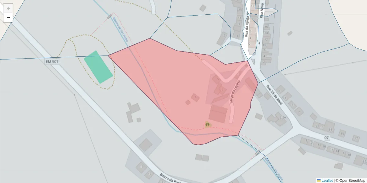 Mapa detalhado do código postal 7040-544 com limites, códigos postais vizinhos e agências dos correios