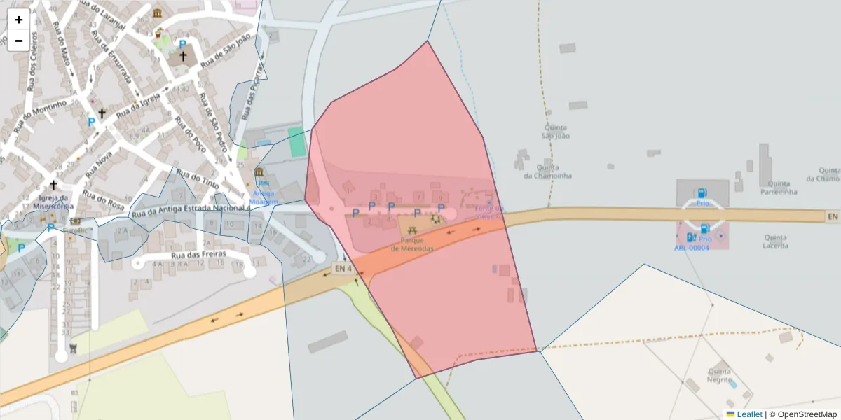 Mapa detalhado do código postal 7040-612 com limites, códigos postais vizinhos e agências dos correios