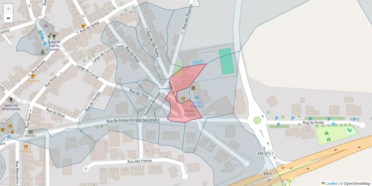 Mapa detalhado do código postal 7040-617 com limites, códigos postais vizinhos e agências dos correios