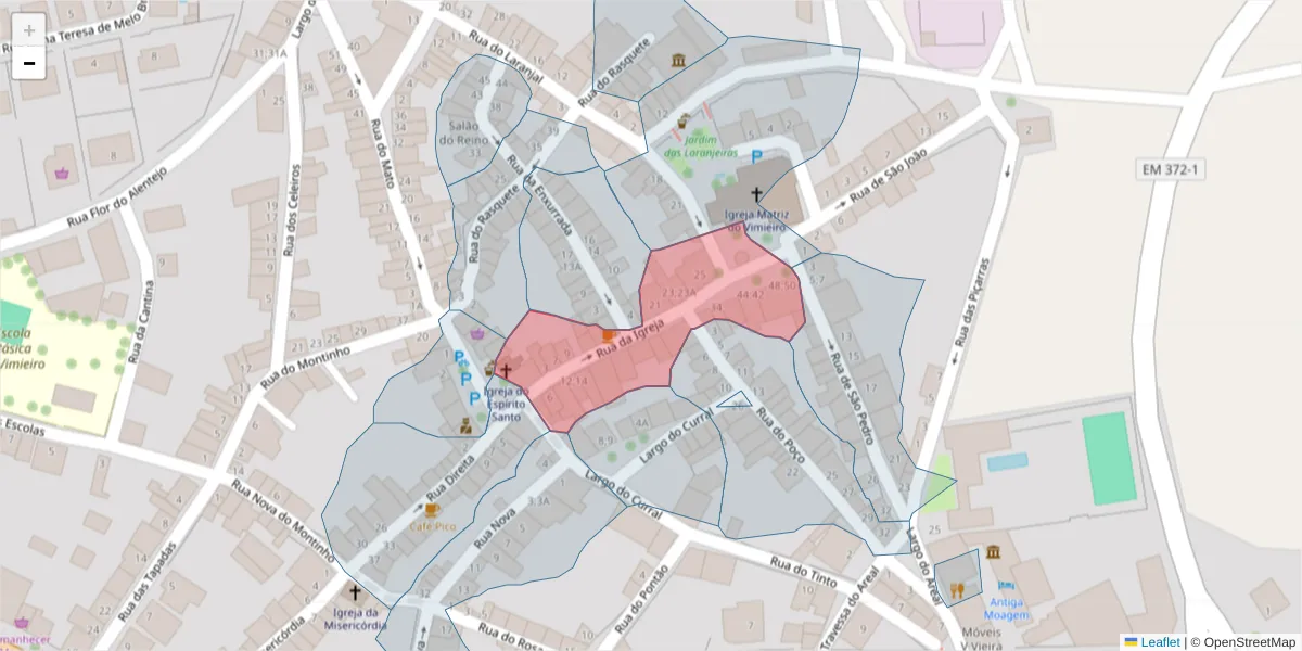 Mapa detalhado do código postal 7040-630 com limites, códigos postais vizinhos e agências dos correios