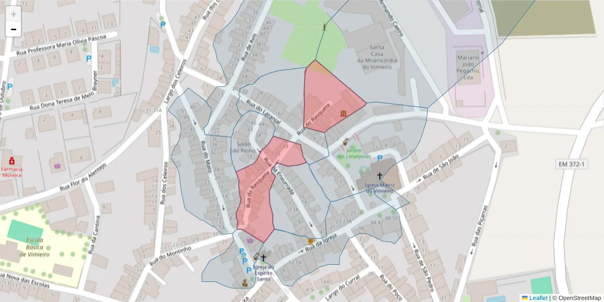 Mapa detalhado do código postal 7040-632 com limites, códigos postais vizinhos e agências dos correios