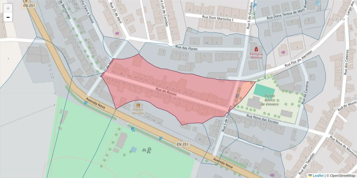 Mapa detalhado do código postal 7040-652 com limites, códigos postais vizinhos e agências dos correios