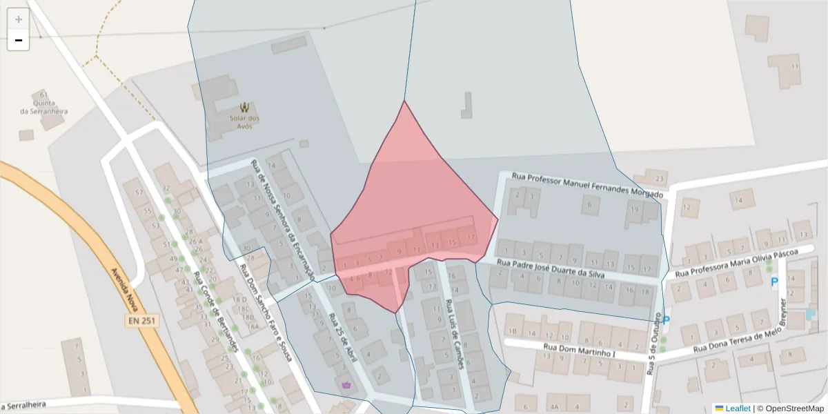 Mapa detalhado do código postal 7040-656 com limites, códigos postais vizinhos e agências dos correios