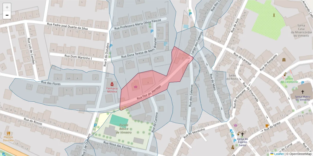 Mapa detalhado do código postal 7040-658 com limites, códigos postais vizinhos e agências dos correios
