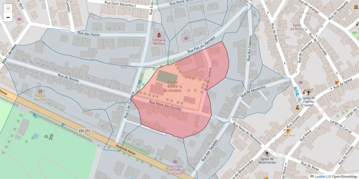 Mapa detalhado do código postal 7040-663 com limites, códigos postais vizinhos e agências dos correios