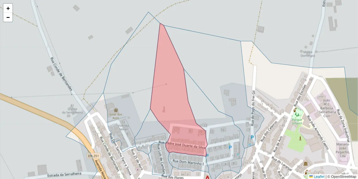 Mapa detalhado do código postal 7040-665 com limites, códigos postais vizinhos e agências dos correios