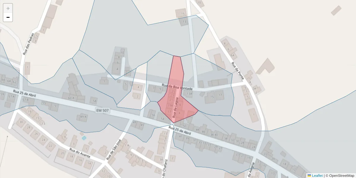 Mapa detalhado do código postal 7040-708 com limites, códigos postais vizinhos e agências dos correios