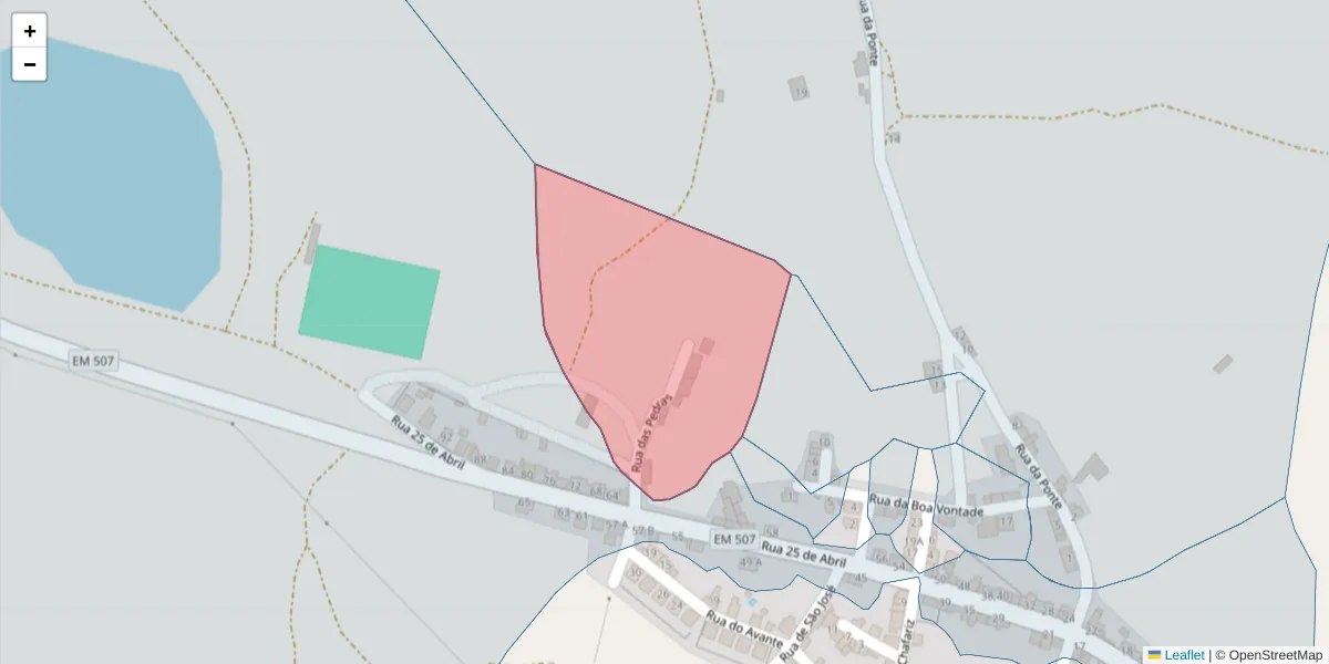 Mapa detalhado do código postal 7040-714 com limites, códigos postais vizinhos e agências dos correios