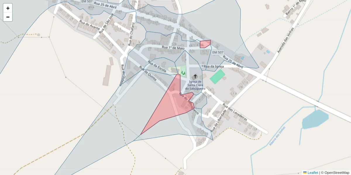 Mapa detalhado do código postal 7040-719 com limites, códigos postais vizinhos e agências dos correios
