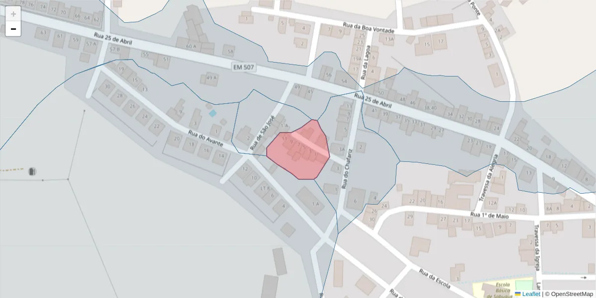 Mapa detalhado do código postal 7040-720 com limites, códigos postais vizinhos e agências dos correios