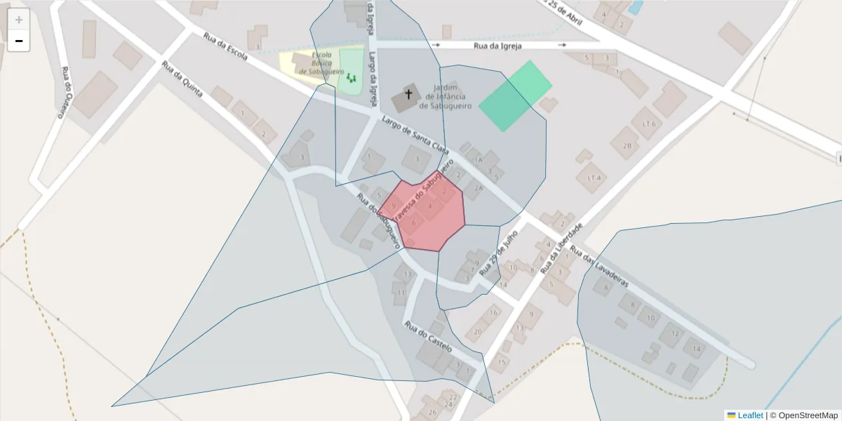 Mapa detalhado do código postal 7040-722 com limites, códigos postais vizinhos e agências dos correios