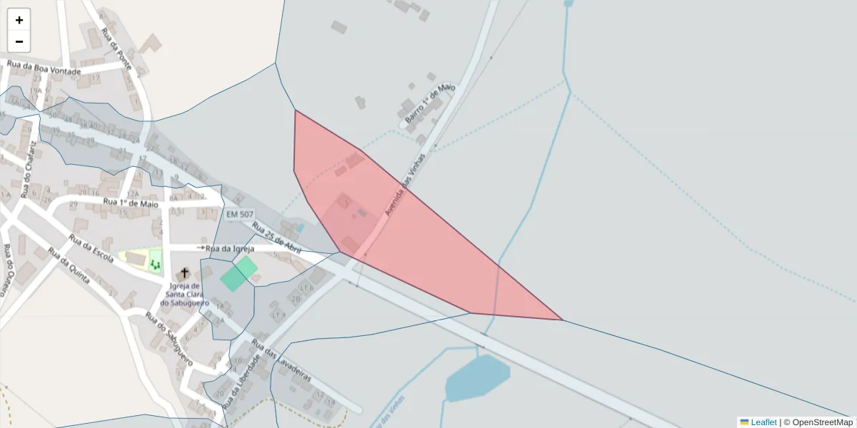 Mapa detalhado do código postal 7040-724 com limites, códigos postais vizinhos e agências dos correios