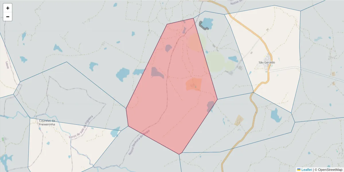 Mapa detalhado do código postal 7050-028 com limites, códigos postais vizinhos e agências dos correios