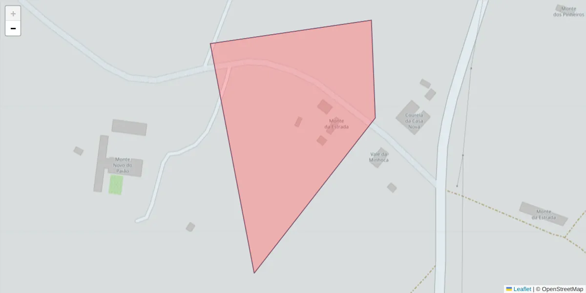 Mapa detalhado do código postal 7050-032 com limites, códigos postais vizinhos e agências dos correios