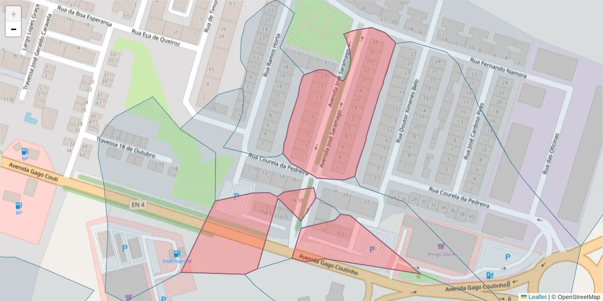 Mapa detalhado do código postal 7050-078 com limites, códigos postais vizinhos e agências dos correios