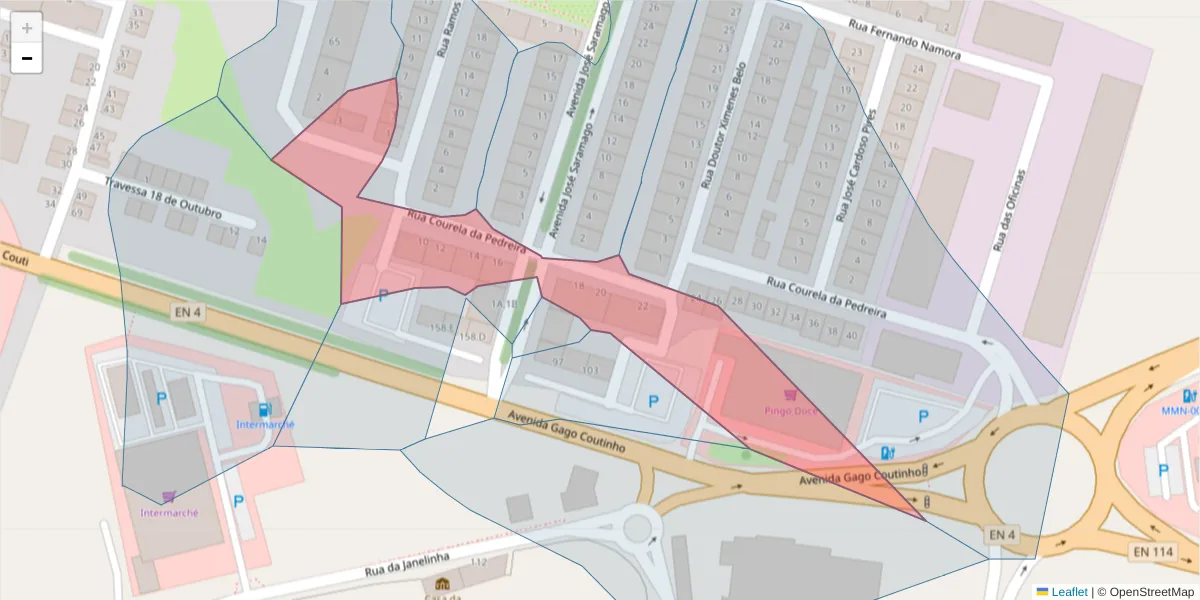 Mapa detalhado do código postal 7050-079 com limites, códigos postais vizinhos e agências dos correios