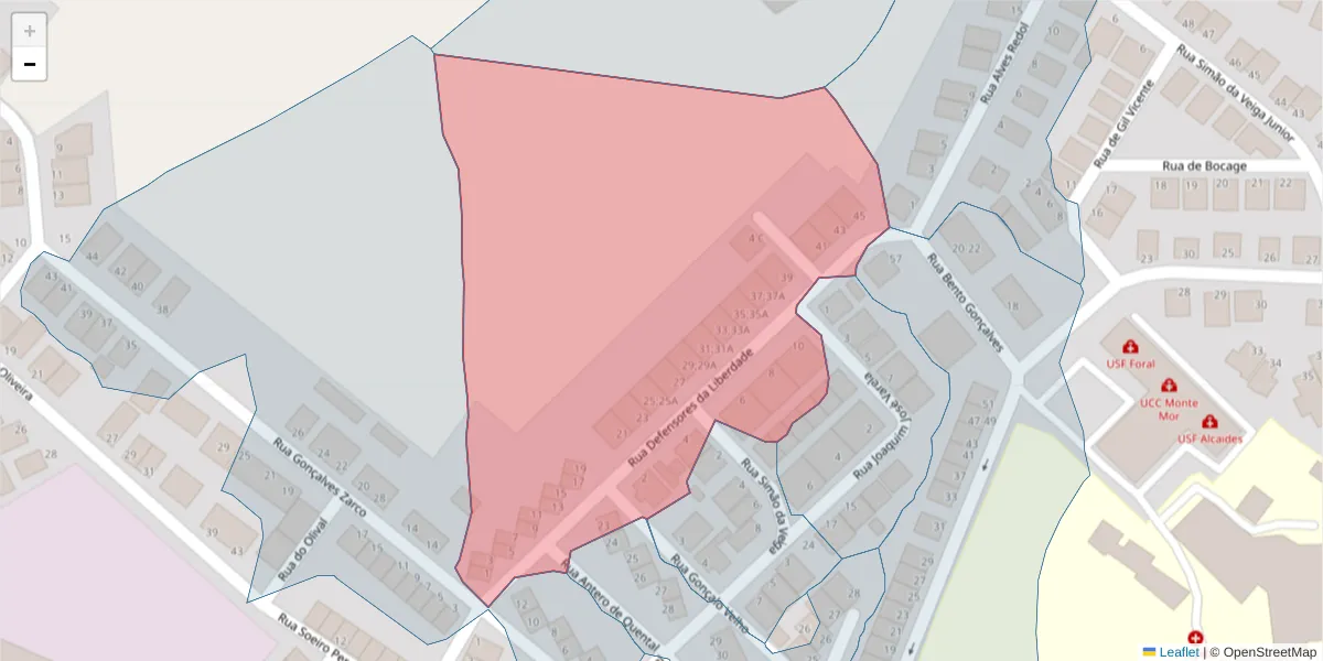 Mapa detalhado do código postal 7050-230 com limites, códigos postais vizinhos e agências dos correios