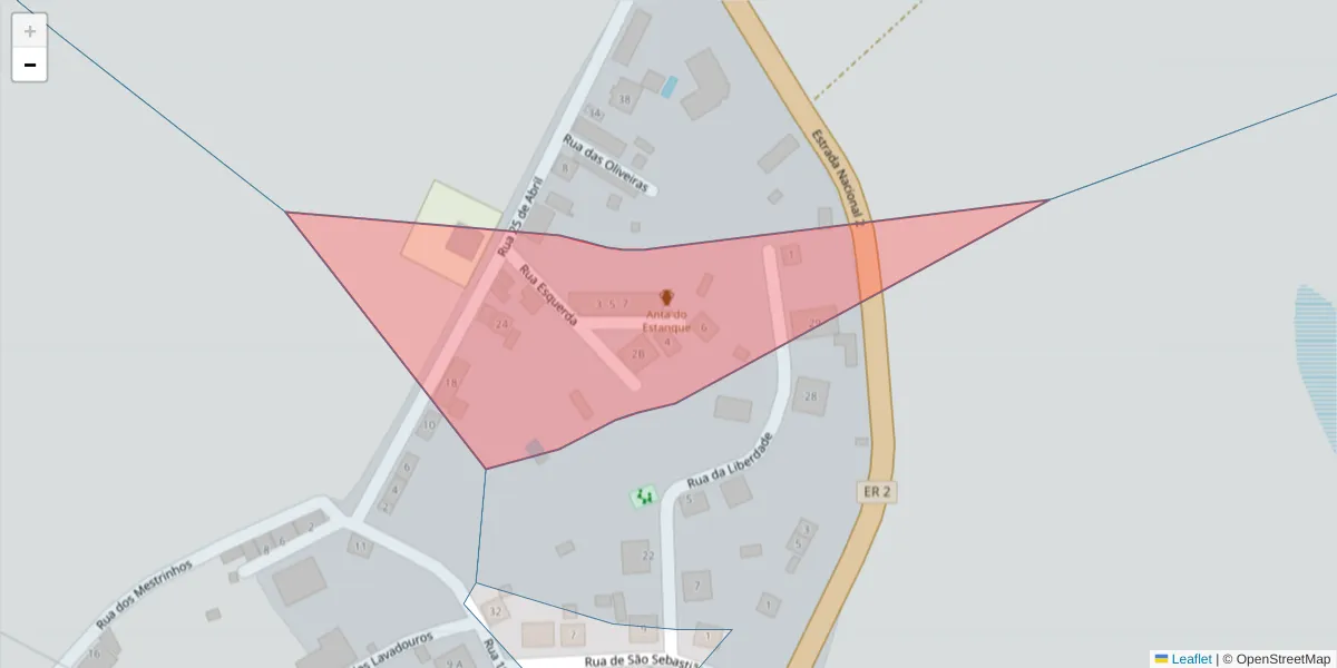 Mapa detalhado do código postal 7050-234 com limites, códigos postais vizinhos e agências dos correios