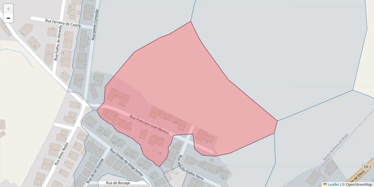 Mapa detalhado do código postal 7050-241 com limites, códigos postais vizinhos e agências dos correios