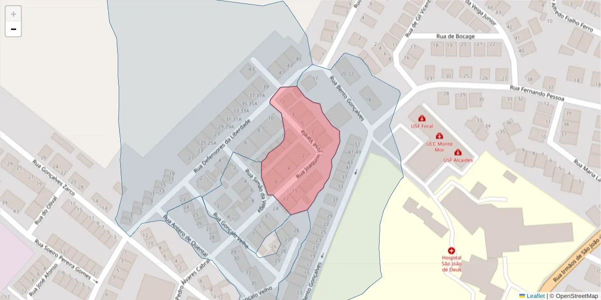 Mapa detalhado do código postal 7050-253 com limites, códigos postais vizinhos e agências dos correios