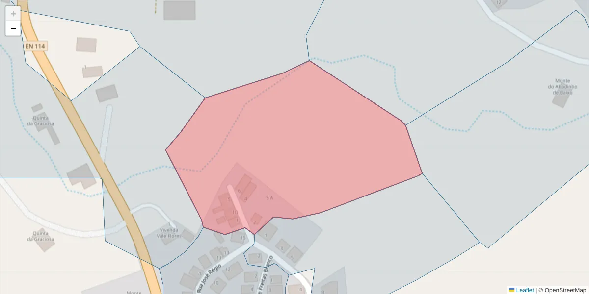 Mapa detalhado do código postal 7050-258 com limites, códigos postais vizinhos e agências dos correios