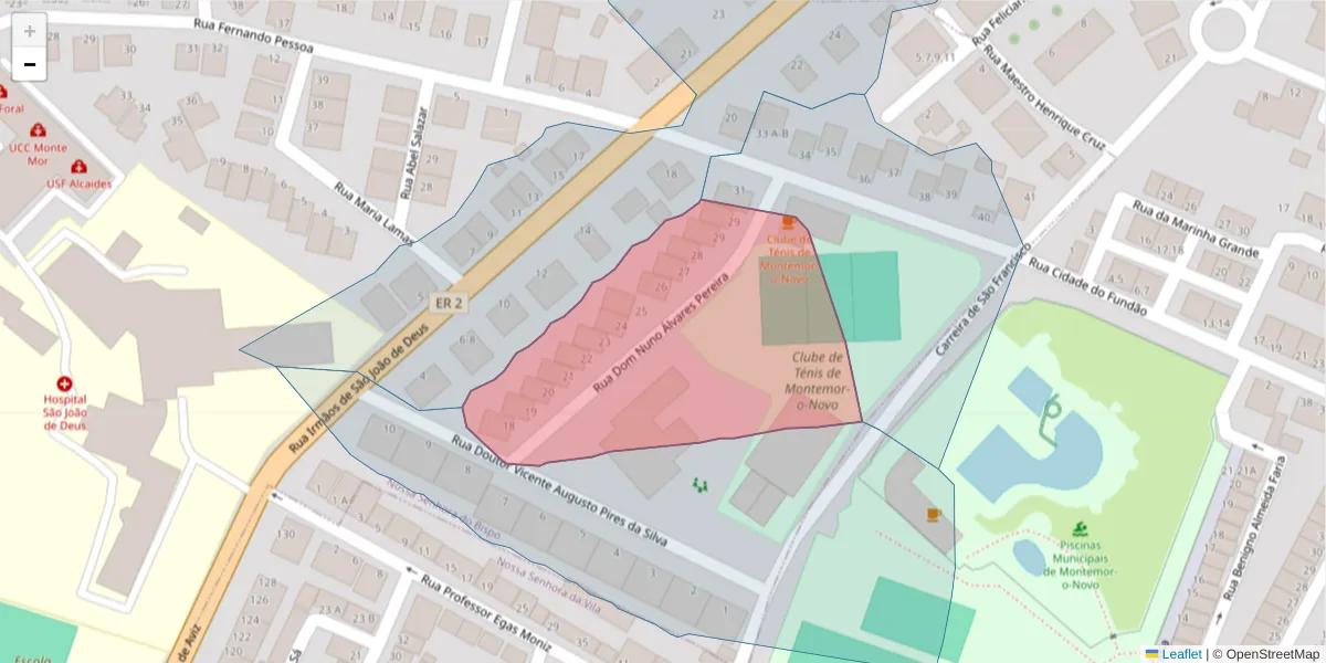 Mapa detalhado do código postal 7050-266 com limites, códigos postais vizinhos e agências dos correios
