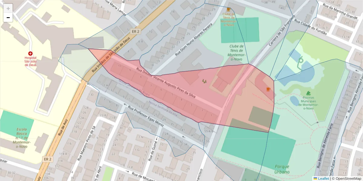 Mapa detalhado do código postal 7050-275 com limites, códigos postais vizinhos e agências dos correios