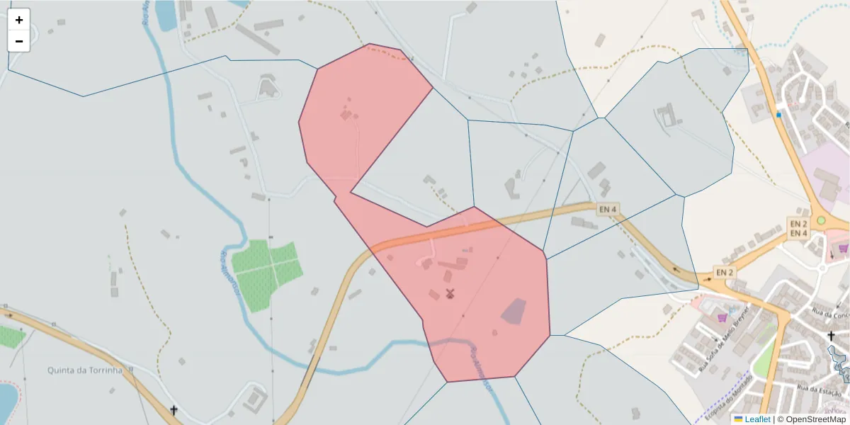 Mapa detalhado do código postal 7050-333 com limites, códigos postais vizinhos e agências dos correios