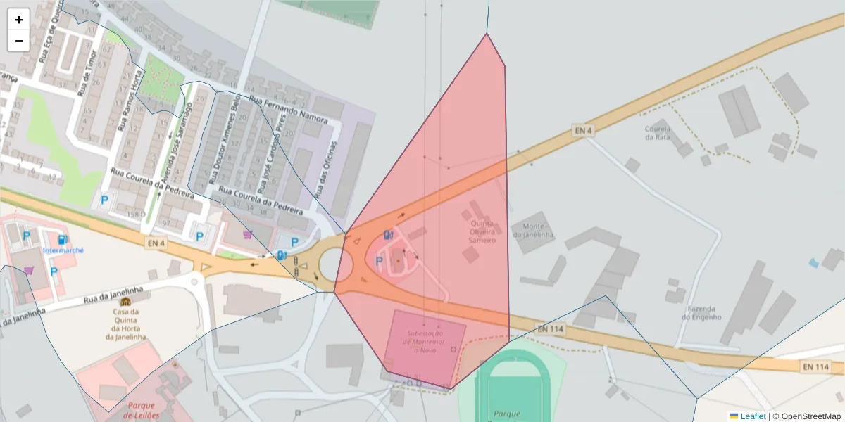 Mapa detalhado do código postal 7050-345 com limites, códigos postais vizinhos e agências dos correios