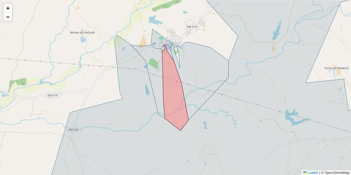 Mapa detalhado do código postal 7050-407 com limites, códigos postais vizinhos e agências dos correios