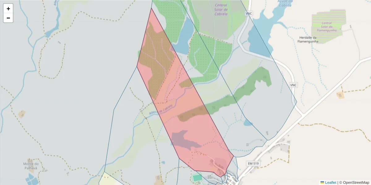 Mapa detalhado do código postal 7050-411 com limites, códigos postais vizinhos e agências dos correios