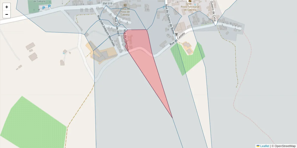 Mapa detalhado do código postal 7050-412 com limites, códigos postais vizinhos e agências dos correios