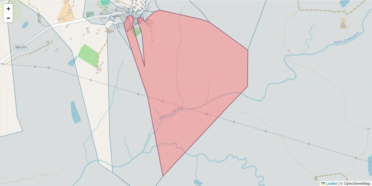 Mapa detalhado do código postal 7050-414 com limites, códigos postais vizinhos e agências dos correios