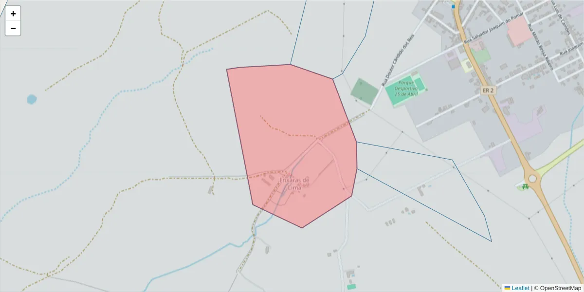 Mapa detalhado do código postal 7050-531 com limites, códigos postais vizinhos e agências dos correios