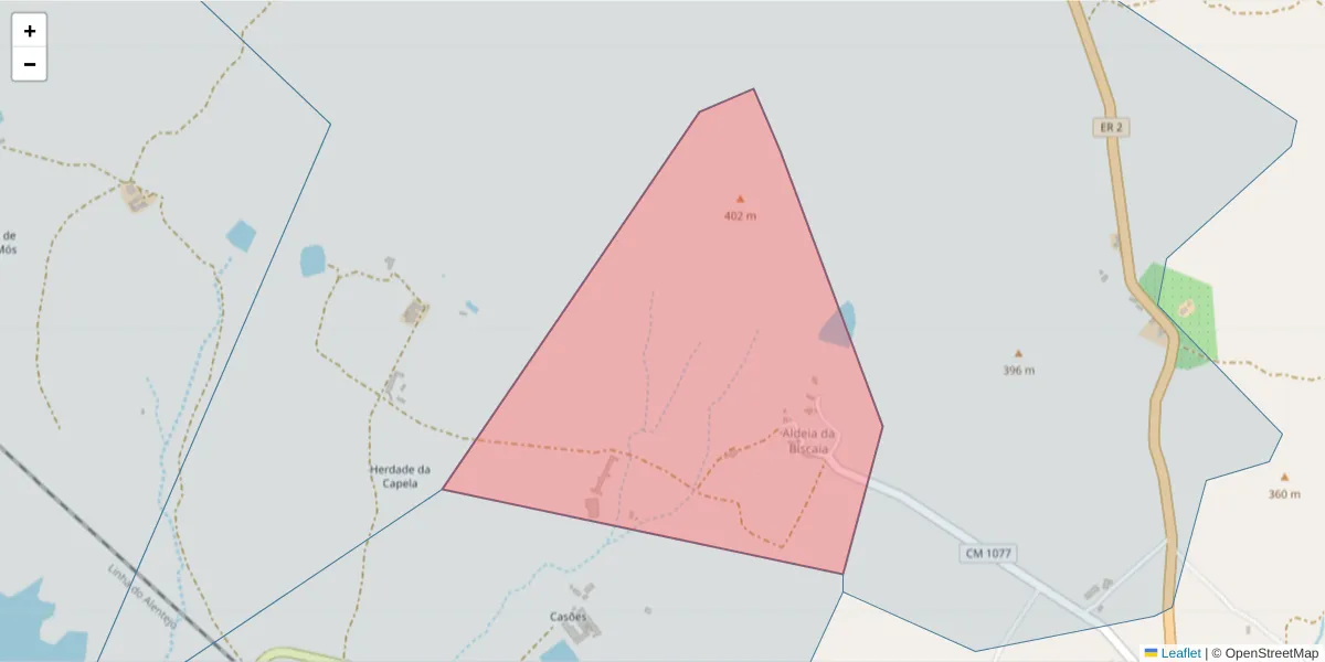 Mapa detalhado do código postal 7050-562 com limites, códigos postais vizinhos e agências dos correios