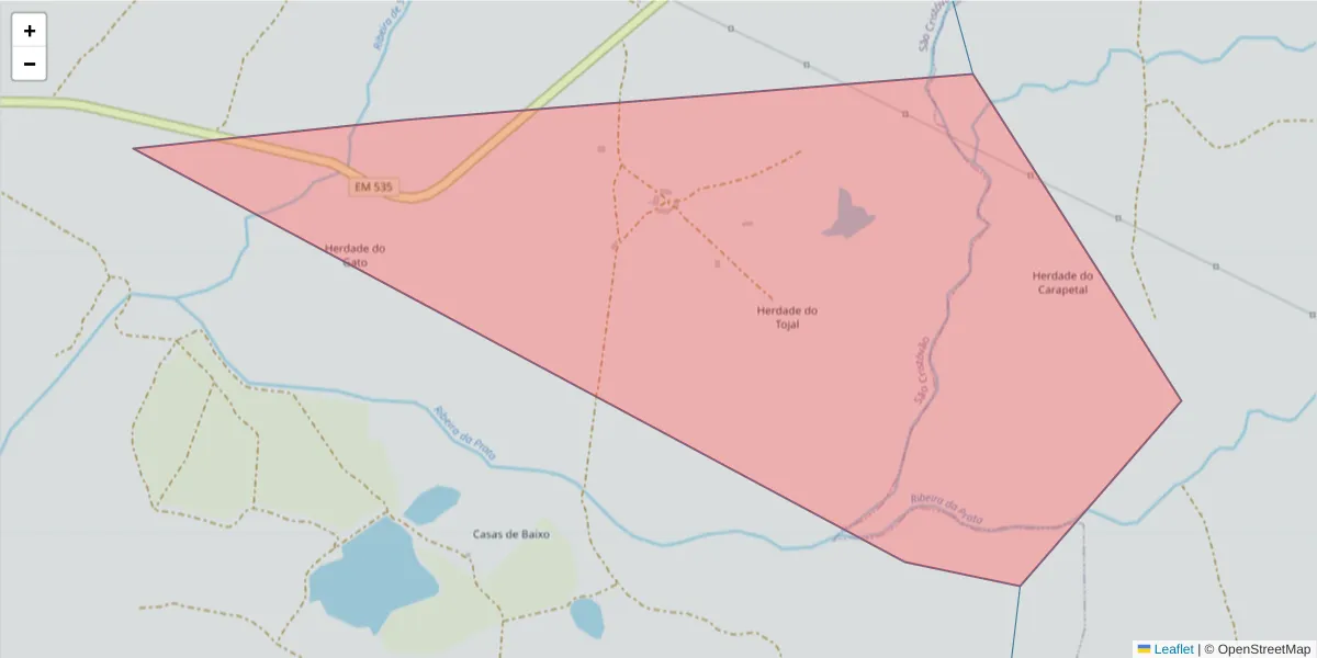 Mapa detalhado do código postal 7050-593 com limites, códigos postais vizinhos e agências dos correios
