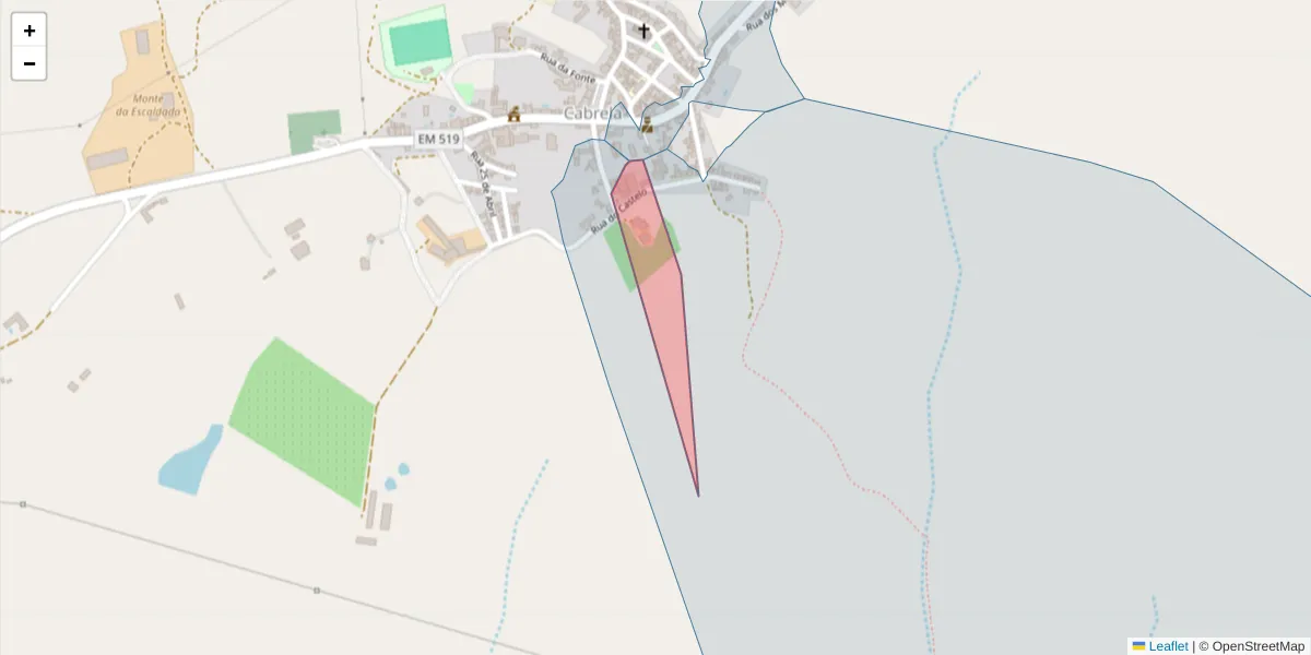 Mapa detalhado do código postal 7050-614 com limites, códigos postais vizinhos e agências dos correios