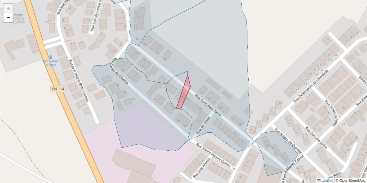 Mapa detalhado do código postal 7050-678 com limites, códigos postais vizinhos e agências dos correios