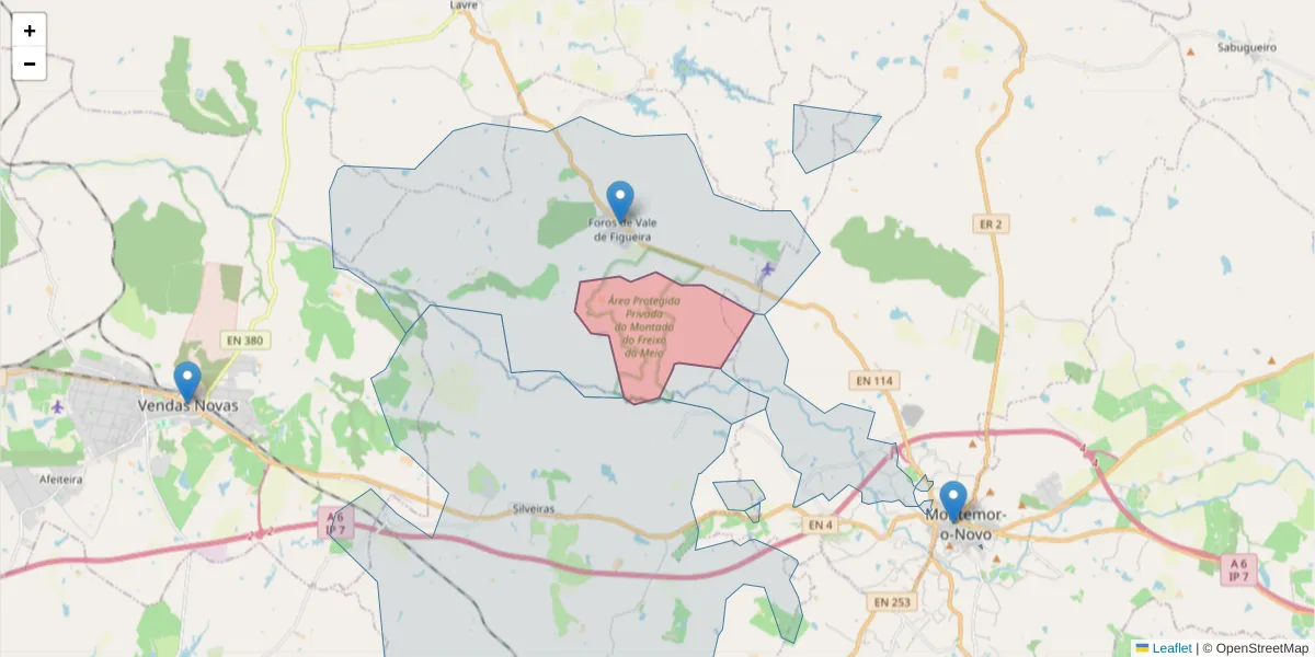 Mapa detalhado do código postal 7050-705 com limites, códigos postais vizinhos e agências dos correios