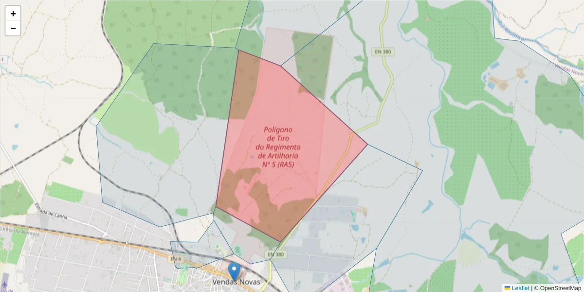 Mapa detalhado do código postal 7080-025 com limites, códigos postais vizinhos e agências dos correios