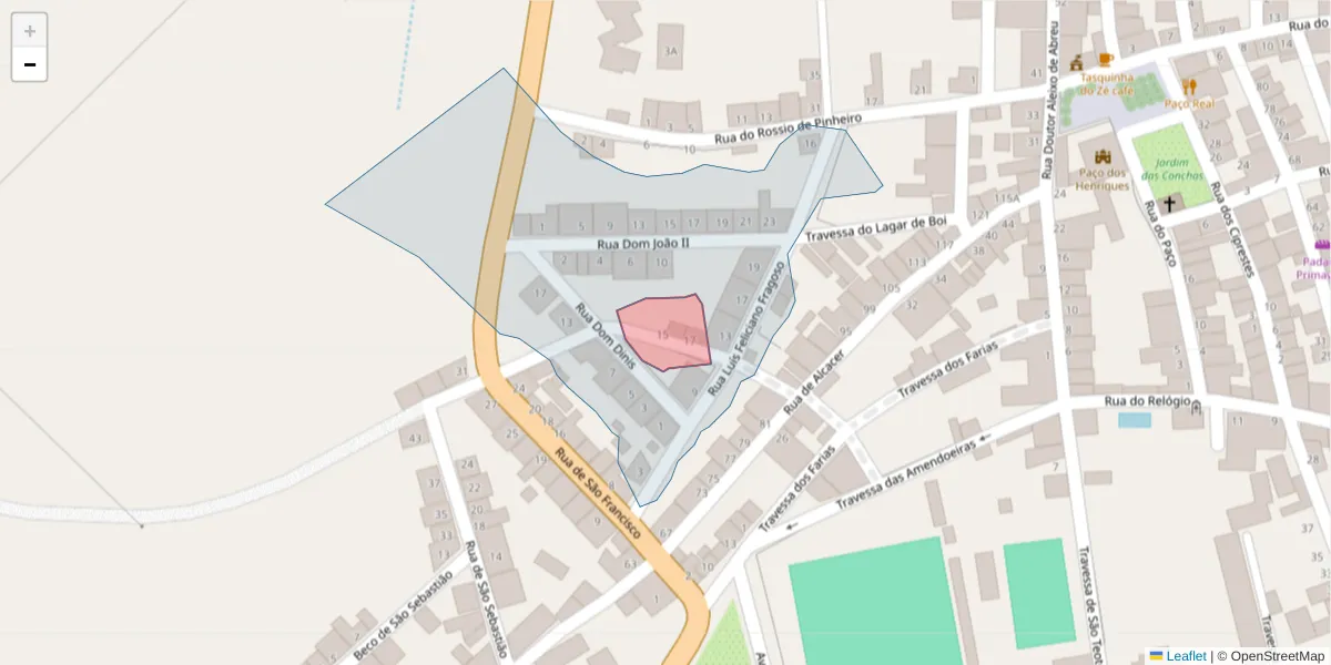 Mapa detalhado do código postal 7090-019 com limites, códigos postais vizinhos e agências dos correios