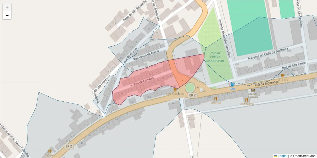 Mapa detalhado do código postal 7090-037 com limites, códigos postais vizinhos e agências dos correios